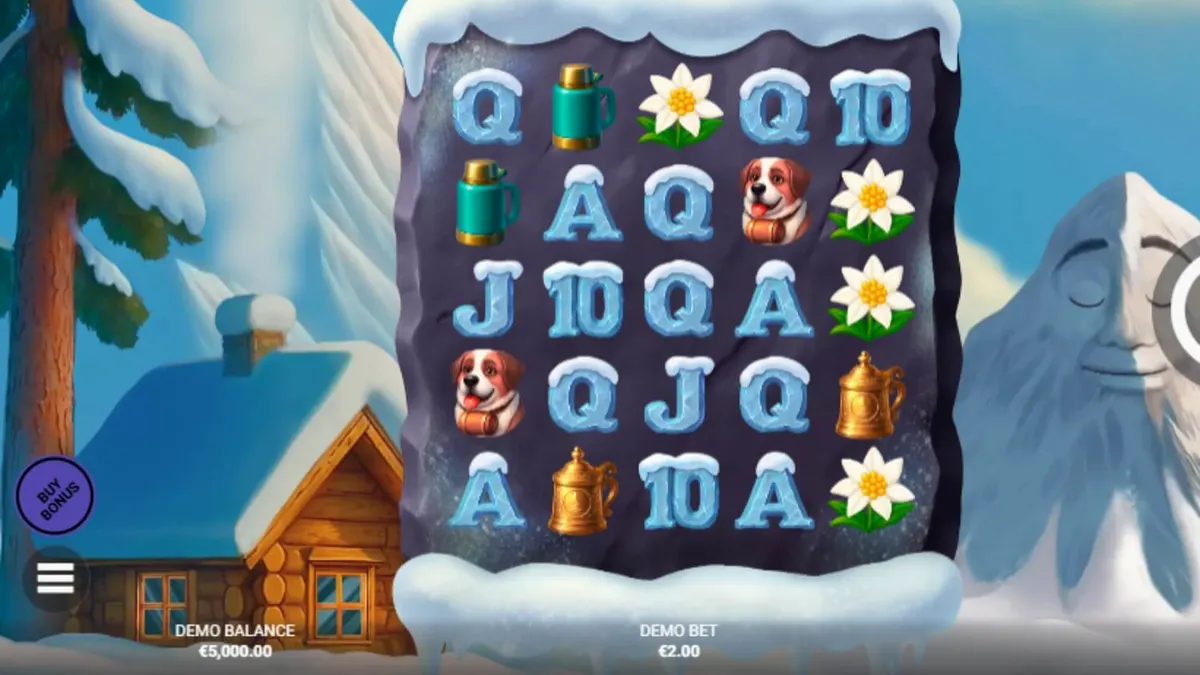 Tampilan visual slot Avalanche dengan tema pegunungan salju yang dinamis dan penuh warna.