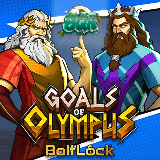 Tampilan antarmuka permainan slot Goals of Olympus BoltLock dengan elemen mitologi dan sepak bola.